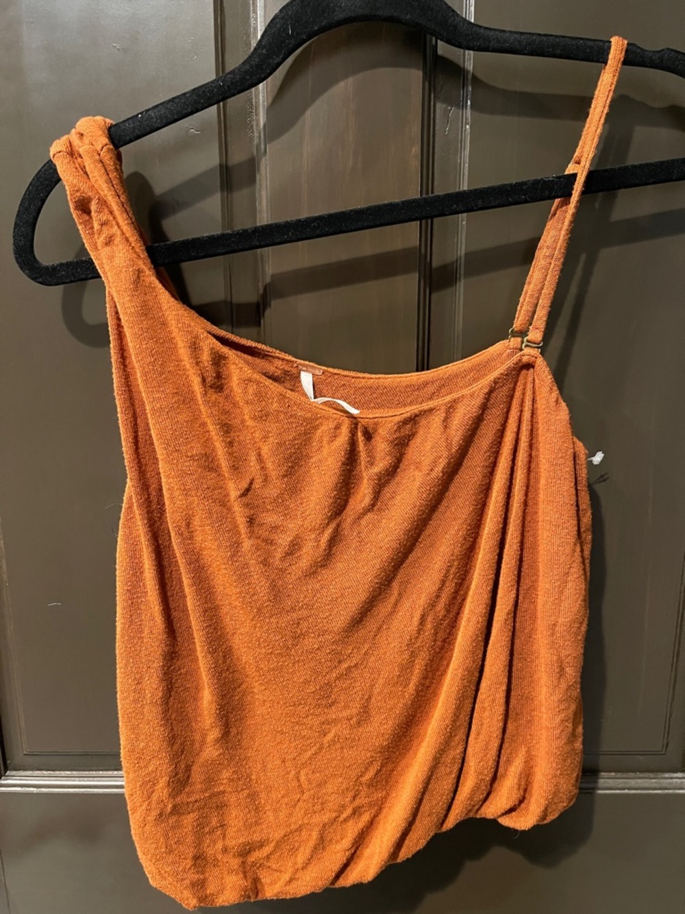 Free People Burnt Orange One-Shoulder Draped Tank